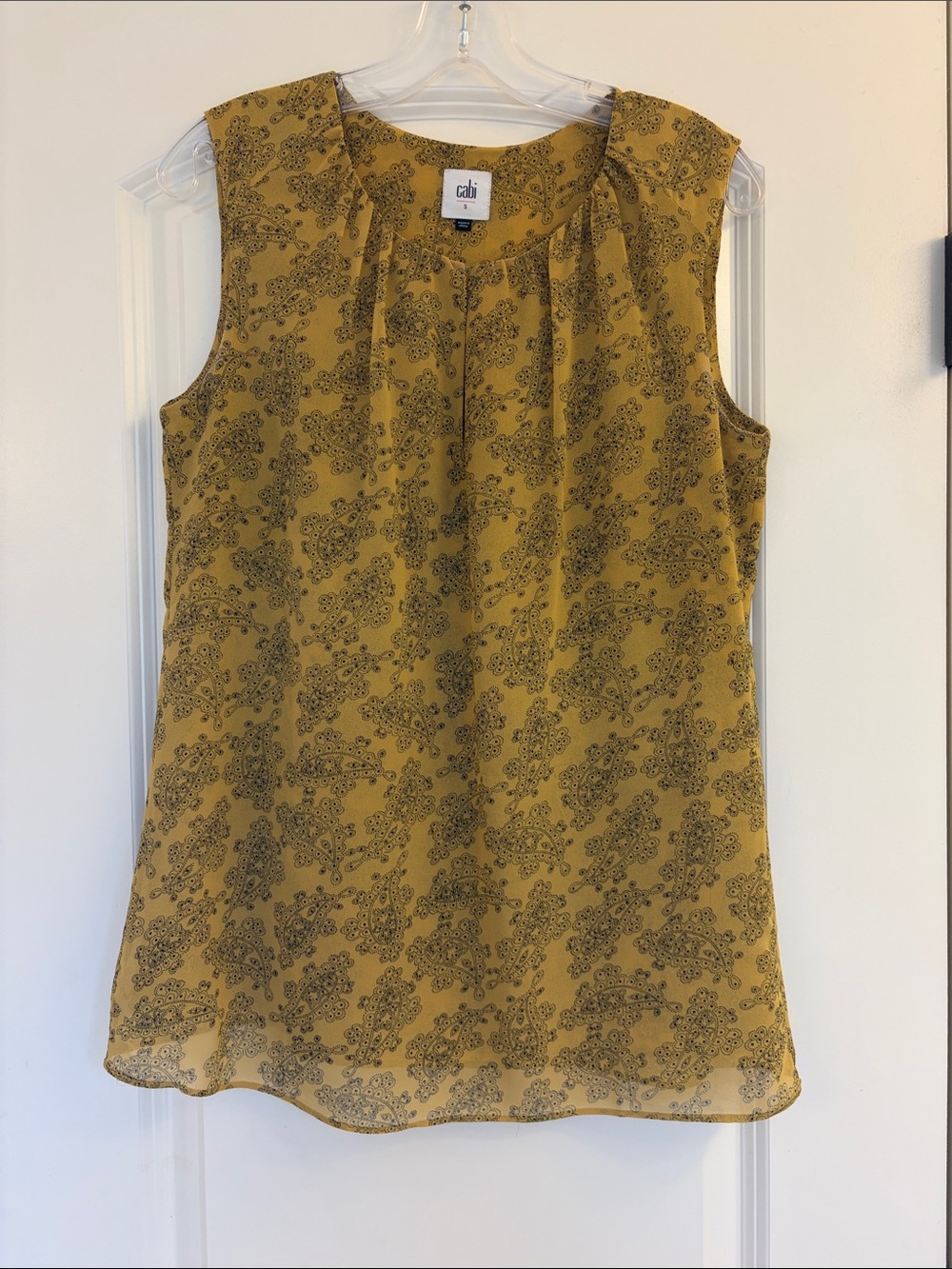 CAbi Mustard Paisley Sleeveless Top